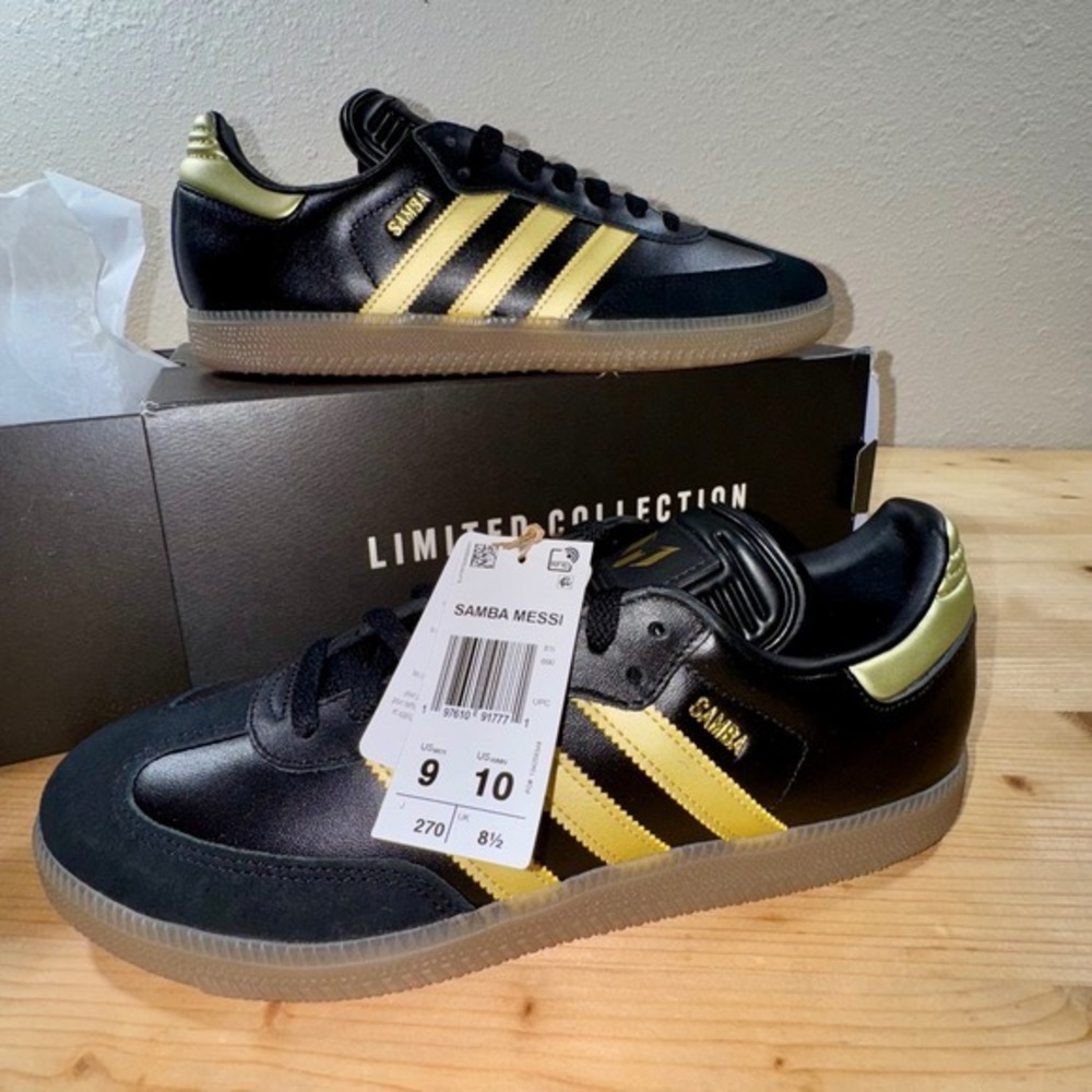 Adidas Samba Messi Shoes Women's 10 / Men's 9‎ Black Gold Unisex IH8159
